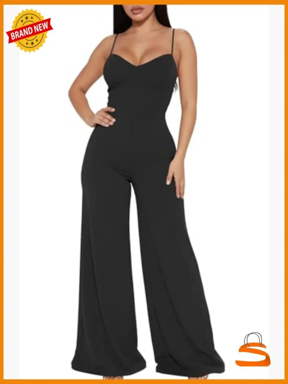 Sleeveless Spaghetti Strap Wide Leg Jumpsuit with Corset Bodice